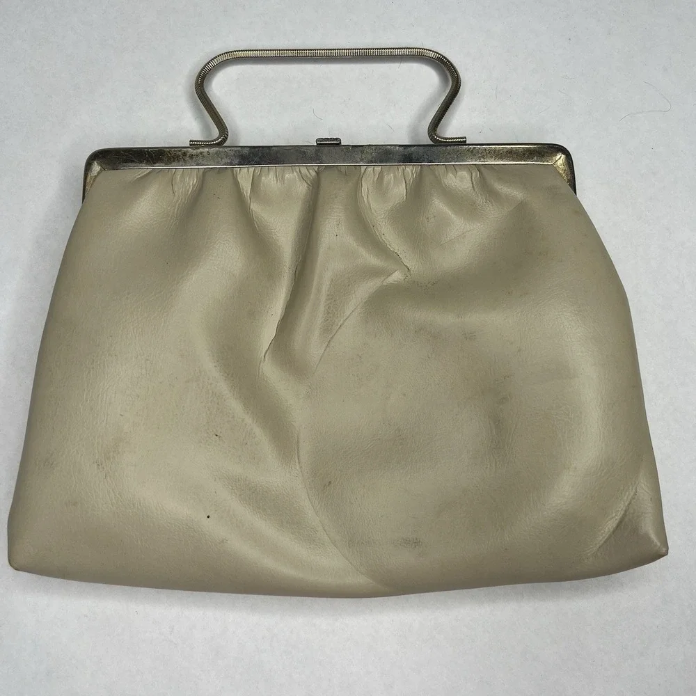 Vintage‎ 50s 60s Andé Pearlescent Leather Faux Leather Evening Bag Hidden Handle